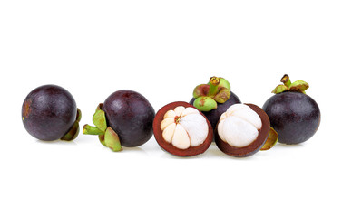Mangosteen isolated on the white background .