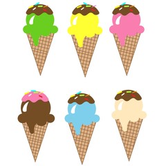summer fruit ice cream vector, colorful illustration