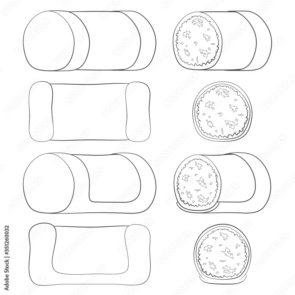 Poster set of black and white illustrations with punschrulle, dammsugare. isolated vector objects on a whit