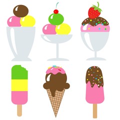 summer fruit ice cream vector, colorful illustration