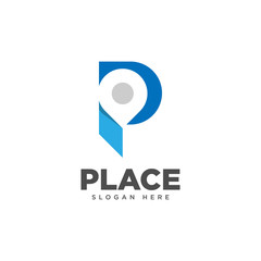 Letter P Place Logo Design Template