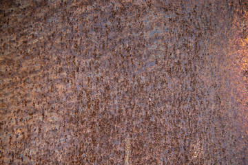 Texture of rusty metal sheet. Oxidized iron list