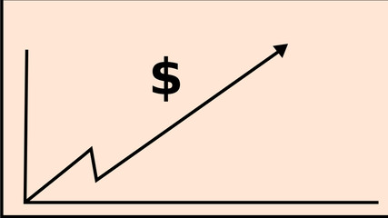 Vector illustration of Dollar value goes up