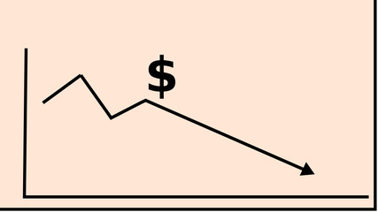 Vector illustration of Dollar value goes down