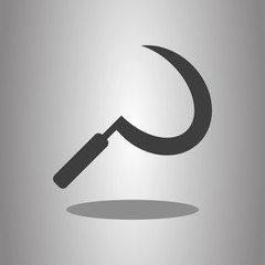 Sickle simple icon with shadow. Flat desing