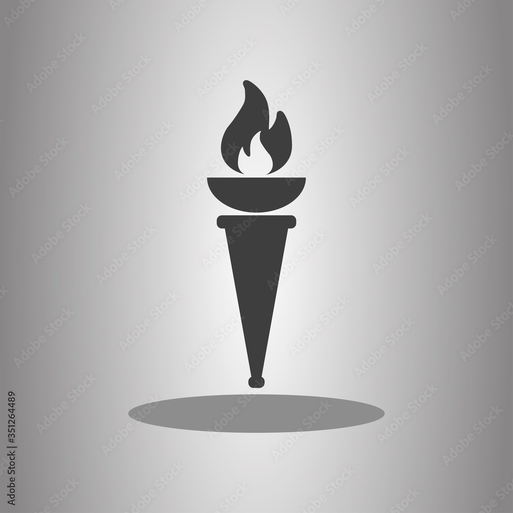 Poster torch simple icon with shadow. flat desing