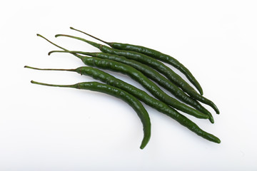 hot green chili, isolated white background