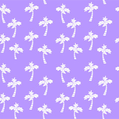 White palm trees with coconuts on a lilac background, vector seamless texture
