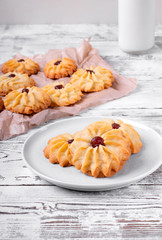 Kurabiye cookies on the white wooden table. Azerbaijan cuisine pastry