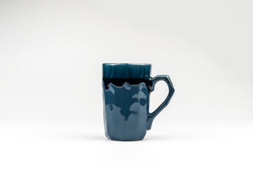 Blue mug on a white background