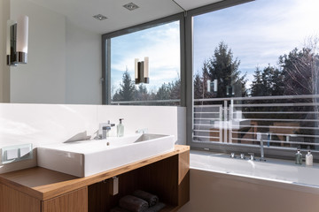 Bright bathroom with window