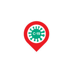 Covid-19 virus, bookmark, navigation icon, vector illustration