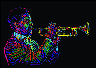 Jazz trumpet player. vector illustration for jazz poster. © Vitaly