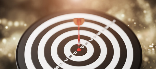 Dartboard is the target and goal.  target dart with arrow  on particles background. business marketing concept. 3d rendering.