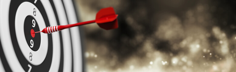 Dartboard is the target and goal.  target dart with arrow  on particles background. business...