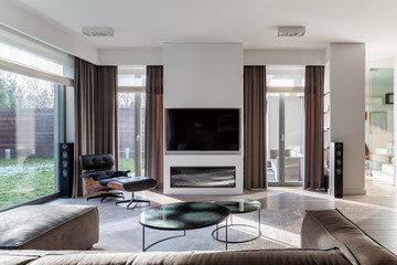 Designed living room with tv