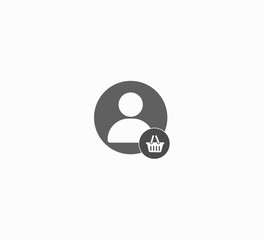 User and shopping basket vector icon