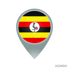 Map pointer with flag of Uganda. Colorful pointer icon for map. Vector Illustration.