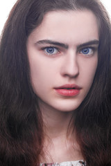 Obraz premium Portrait of a young beautiful model without makeup - isolated on white background