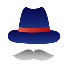 hat and mustache hipster degraded style