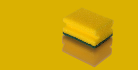 Close up of sponges for washing dishes and other domestic needs.