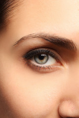 Close up picture of woman’s eye on half part of the face