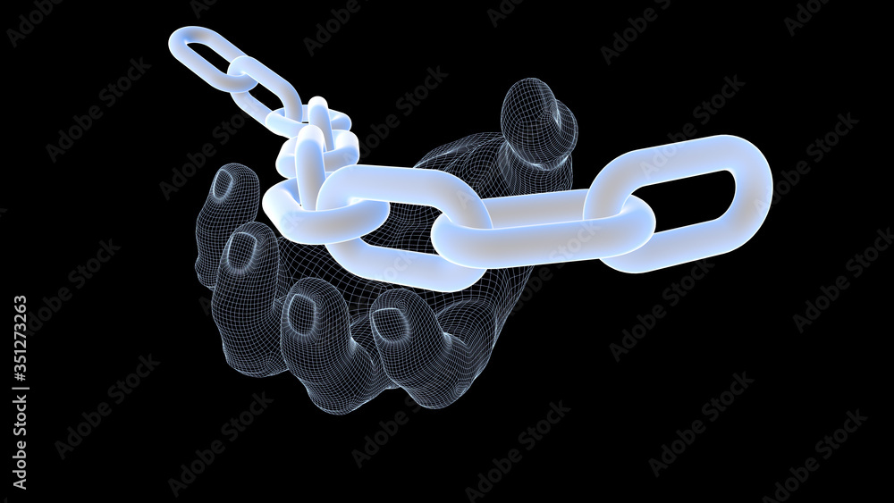 Poster 3d blockchain digital network ,concept