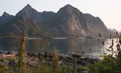 The Midnight sun turns the fjord soft pink at 00.30. 