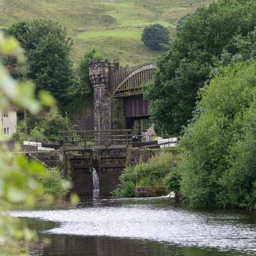 Canal Lock In River At Todmorden