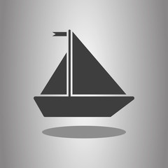 Boat simple icon with shadow. Flat desing