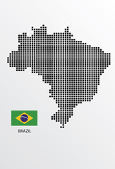 Fototapeta premium Brazil map design square with flag Brazil.