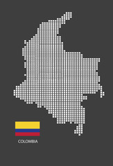 Fototapeta premium Colombia map design white square, black background with flag Colombia.