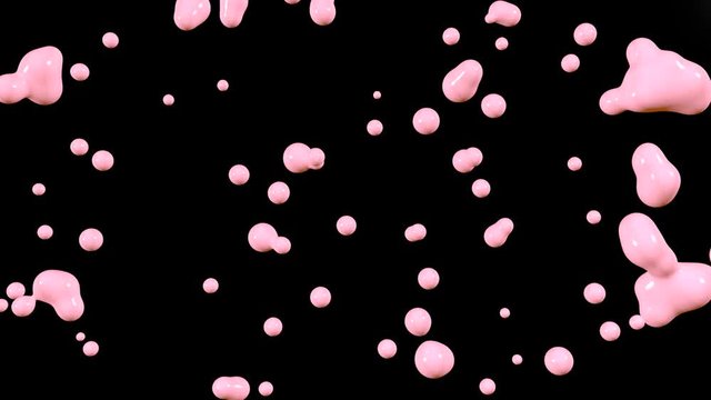 Abstract pink liquid on a black background. 3D animation