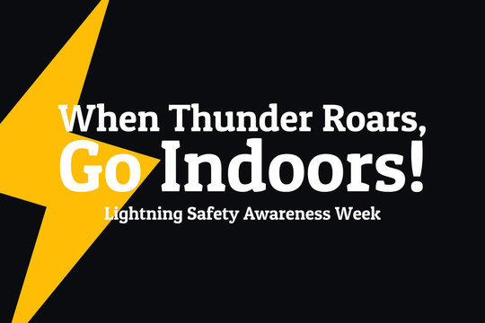 Lightning Safety Awareness Week Concept. Template For Background, Banner, Card, Poster With Text Inscription. Vector EPS10 Illustration.