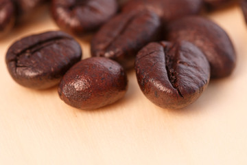 Coffee beans roasted dark with copy space