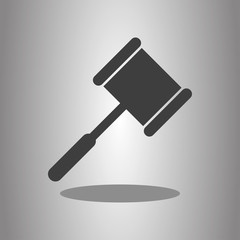 Hammer simple icon with shadow. Flat desing