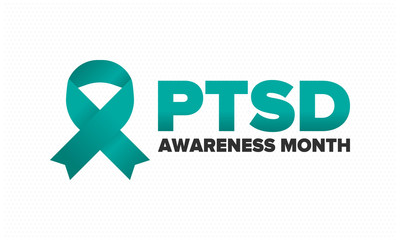 PTSD Awareness Month in June. Post Traumatic Stress Disorder. Celebrated annual in United States. Medical health care and awareness design. Poster, card, banner and background. Vector illustration