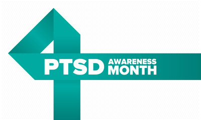 PTSD Awareness Month in June. Post Traumatic Stress Disorder. Celebrated annual in United States. Medical health care and awareness design. Poster, card, banner and background. Vector illustration
