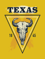 Texas buffalo tee print graphic. Vector illustration.