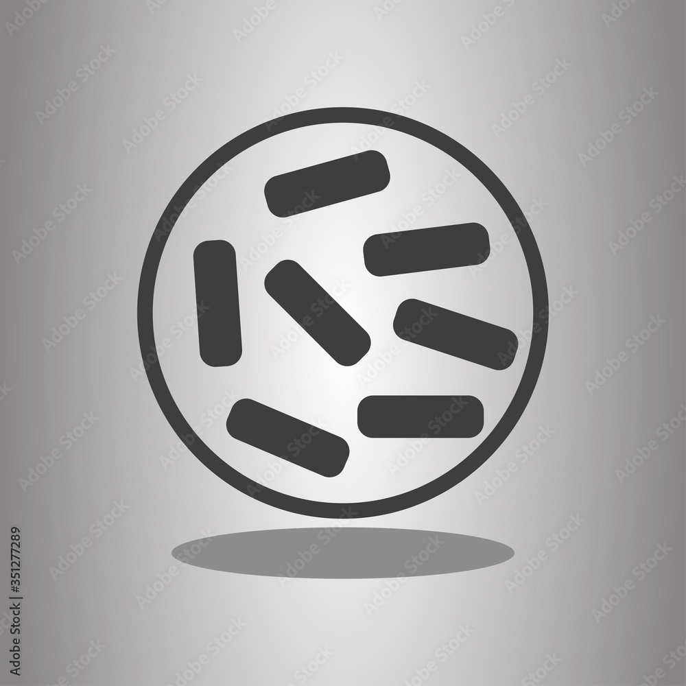 Poster microbe simple icon with shadow. flat desing
