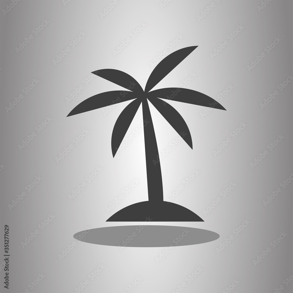 Poster palm tree simple icon with shadow. flat desing