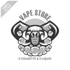Elephant head vapor e-cigarette, vape, vaporizer cigarette, electronic smoke, Design element for company logo, label, emblem, apparel or other merchandise. Scalable and editable Vector.