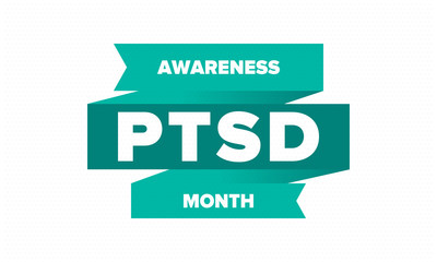 PTSD Awareness Month in June. Post Traumatic Stress Disorder. Celebrated annual in United States. Medical health care and awareness design. Poster, card, banner and background. Vector illustration
