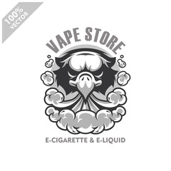 Eagle head vapor e-cigarette, vape, vaporizer cigarette, electronic smoke, Design element for company logo, label, emblem, apparel or other merchandise. Scalable and editable Vector.