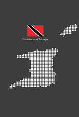 Trinidad and Tobago map design white square, black background with flag Trinidad and Tobago.