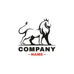 Lion vector logo. Lion with a crown on a white background.