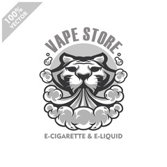 Tiger head vapor e-cigarette, vape, vaporizer cigarette, electronic smoke, Design element for company logo, label, emblem, apparel or other merchandise. Scalable and editable Vector.