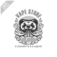 Panda head vapor e-cigarette, vape, vaporizer cigarette, electronic smoke, Design element for company logo, label, emblem, apparel or other merchandise. Scalable and editable Vector.