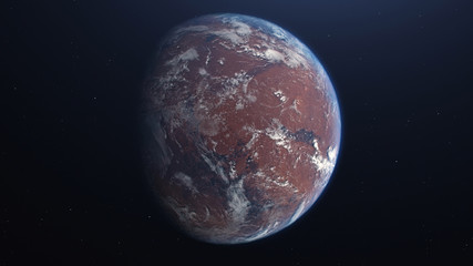 Obraz na płótnie Canvas 3D rendering of the process of terraforming Mars as a result of humanity colonization of the red planet