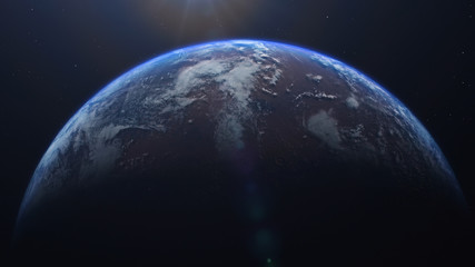 3D rendering of the process of terraforming Mars as a result of humanity colonization of the red planet